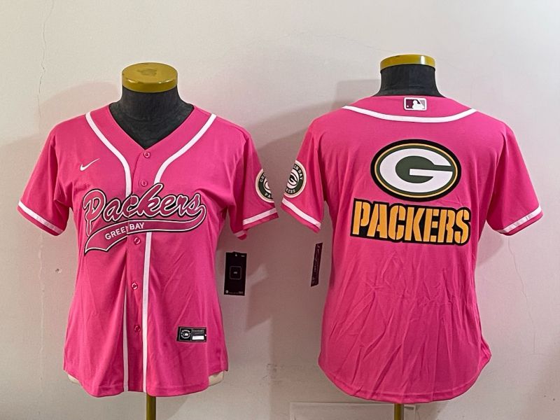 Women 2025 Green Bay Packers Blank Pink Nike Limited NFL Jersey style 04